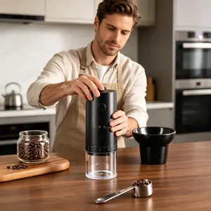 Electric Portable Coffee Grinder, Conical Ceramic Burr, USB Rechargeable, 38 Grind Settings - Suitable for Espresso, French Press, Travel, Camping, Home, Office Use