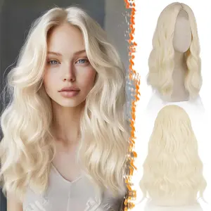 BARSDAR 18 Inch Wavy Wigs - Medium Length Wig for Women, Middle Part Natural Soft Wavy Synthetic Shoulder Length Wavy Wigs Cosplay Party Halloween Wig
