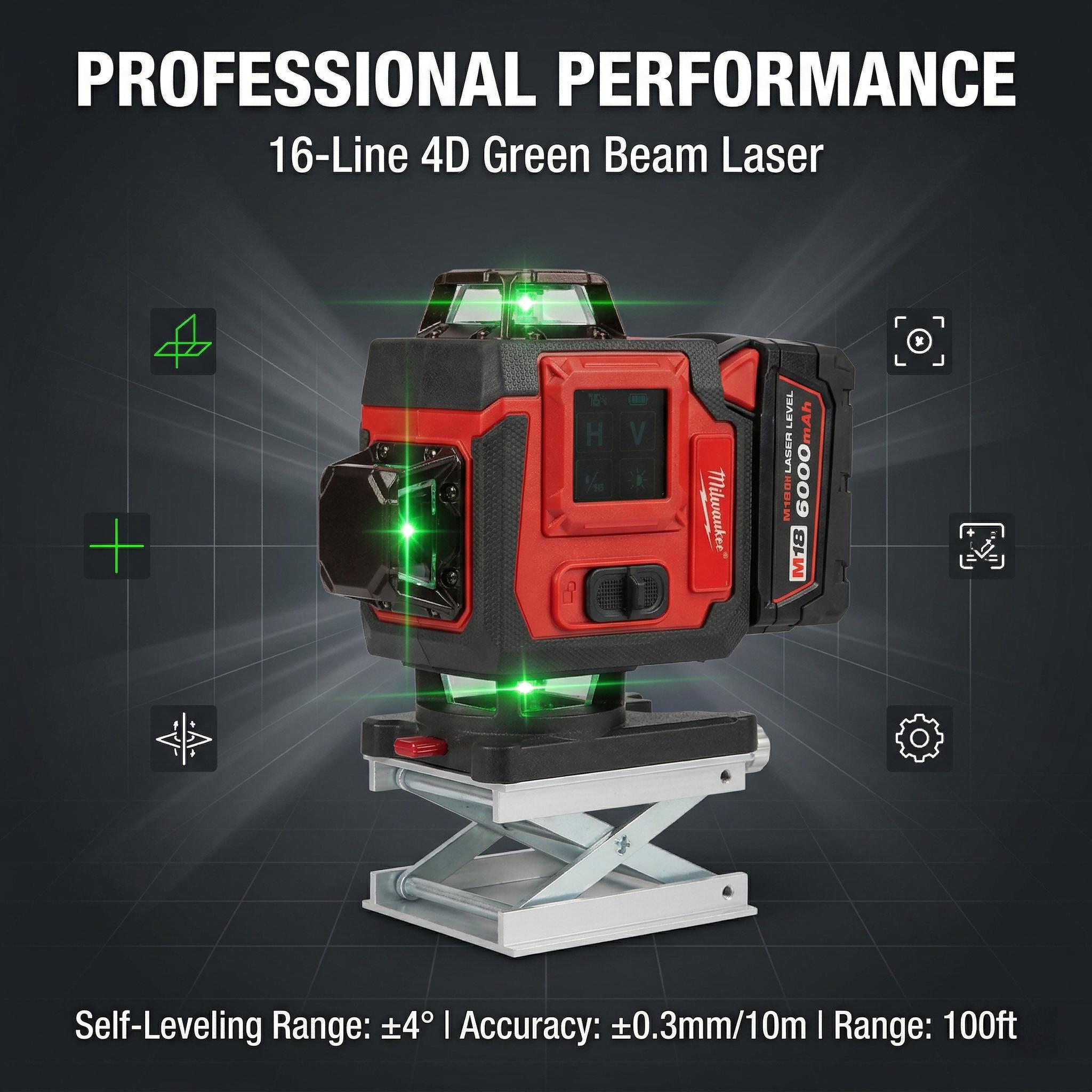 Milwaukee 16 Line Laser Level Kit for Professional Construction and Precision Alignment