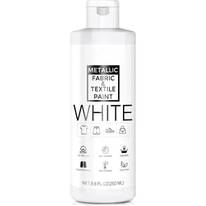 White Fabric  - 250ml Textile  Permanent for Textile and Leather Clothes, Fabric Coat  for DIY Fabric Dye Projects, Washable Clothing Paints for T-shirts, Jeans, Canvas Shoes, Sofa
