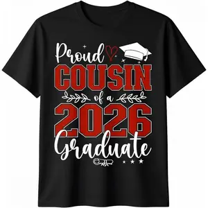 [100% Cotton] Unisex🎓 Soft Lightweight Short Sleeve Tee, Proud Cousin of Class of 2026 Graduate, Senior Graduation Gift, Trendy Graphic Shirt, Casual Summer Outfit, College Grad Top, Streetwear, Comfort Fits