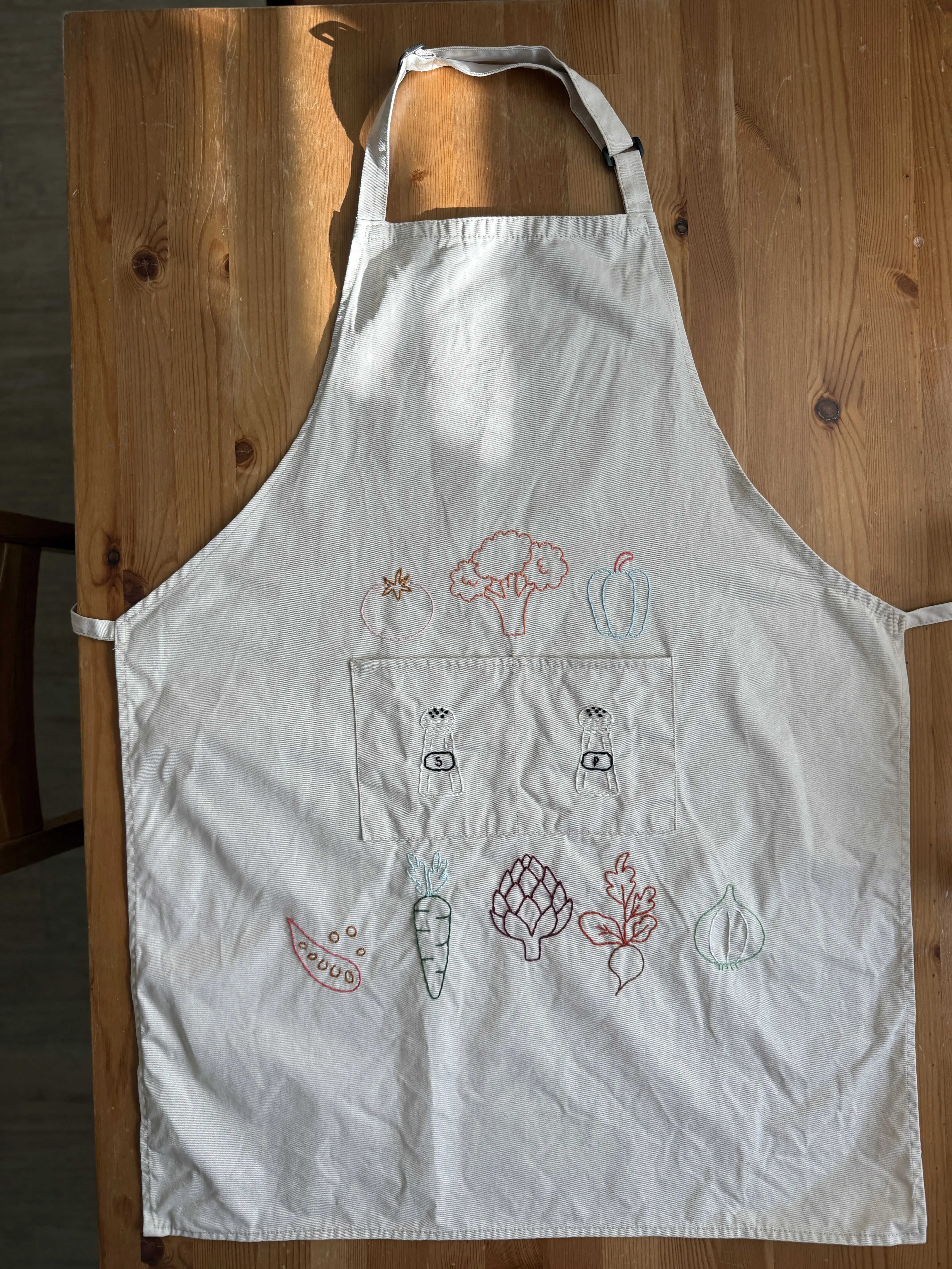 Salt & Pepper Hand Embroidered Apron
