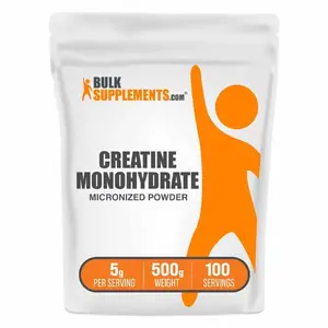 BulkSupplements.com Creatine Monohydrate Powder - Micronized Creatine Powder, Unflavored - Pure & Gluten Free, 5g per Serving, 500g (1.1 lbs) (Pack of 1)