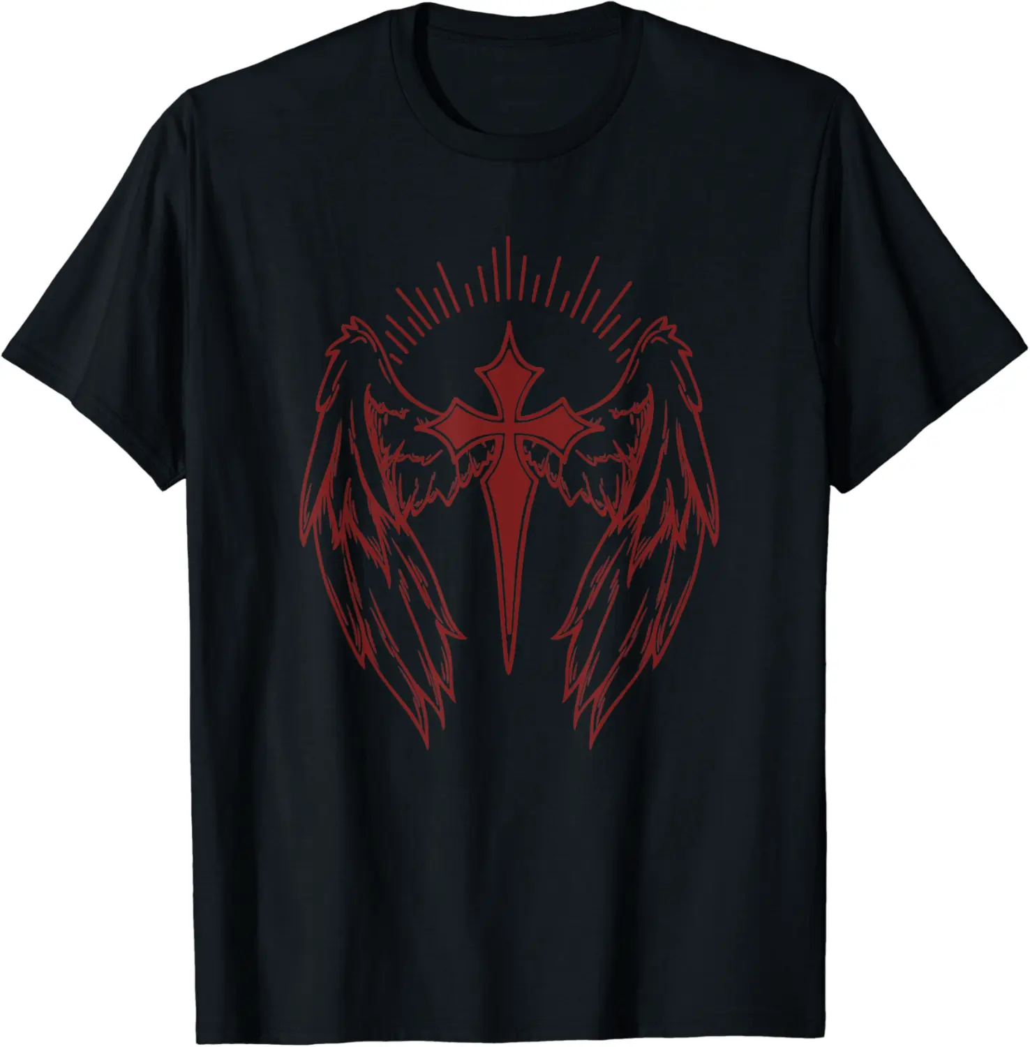 Gothic Cross and Wings Goth Egirl Eboy Y2K Emo Alt T-Shirt - Dilpreetka Shop 98B0CJ84FF5N