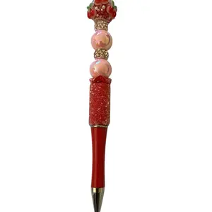 Dreamy Beaded Pen with Unique Bead Designs Green Purple Silver & Brown Pens Red Glitter Body Ink Refill Included Perfect for Individual Writing Tools
