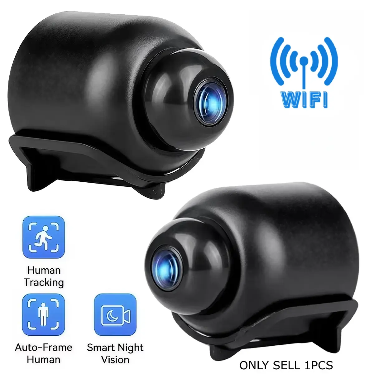 Security Camera, Wired Indoor Cam with IR Night Vision, Motion Detection Alarm, Remote Live View, 2.4G WiFi Only, No Battery Needed, WiFi Indoor Cameras, for Home, Office, Car, Daily Security