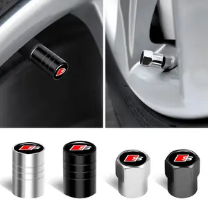 Audi Car Tire Valve Cap, Rubber Cover with Ring Lock Strap S Style Accessory, Suitable for Audi Cars, Automotive Parts