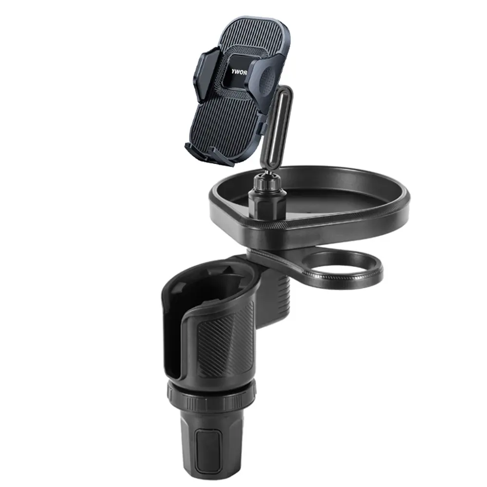 4-in-1 Rotating Waterproof Car Cup Holder Expander with Food Tray - Adjustable Clip-On Cup Mounts & Holders, Essential Road Trip Accessory for Cars & Golf Carts, Car Holder