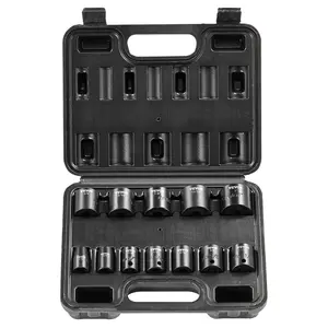 VEVOR 3/8" Drive Impact Socket Set, 12 Piece Shallow Socket Set SAE 5/16"-1", 6 Point Cr-Mo Alloy Steel for Auto Repair, Easy-to-Read Size Markings, Rugged Construction, Includes Storage Case