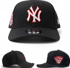 New Era New York Yankees 9FORTY Snapback Hat - Black Crown, Red Brim, Adjustable Unisex MLB Baseball Streetwear Summer Cap