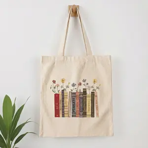Bookish Tote Bag for Book Lovers, Literary Canvas Tote, Reader Gift, Aesthetic Library Bag, Cute Everyday Carry Tote