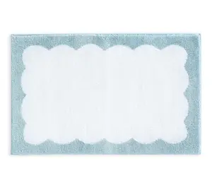 Martha Steweart Bedford Scallop White/Blue  34X21 Bath Rug