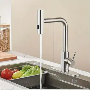 2024 Kitchen Faucets, Brushed Nickel Kitchen Faucet With 3 Modes Sprayer Waterfall Mixer Faucet Tap