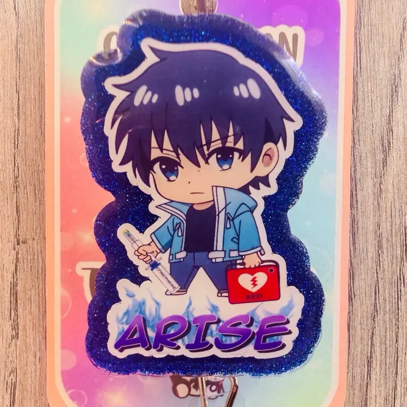 Healthcare Arise Anime Inspired Badge Reel/ID Clip Retractable-(Alligator, Belt, MRI Safe, Carabiner Clips) & Non-Retractable Clips