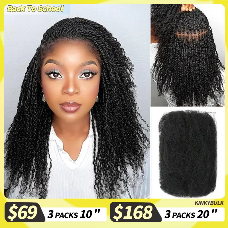 QVR Natural Black Afro kinky Bulk Hair Extensions For Braiding Dreadlock Human Hair 1 Curly dealsforyoudays TikTokShopBlackFriday