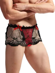 Men's High Waist Lace Underwear, Semi-Transparent Thong Panties, Butt Lifting, Sexy Underpants for Men, Comfortable, Stylish and Fitted, Apparel