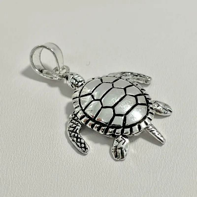 Sterling Silver 925 Turtle Moving Pendant Charm