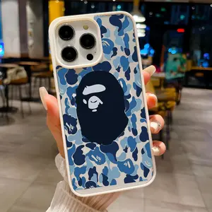 Blue Camo Ape Head MagSafe Compatible Phone Case - Streetwear Aesthetic Protective Cover for iPhone 17 pro max 16 14 15 16 13 12 11 Pro Max plus Air For Samsung Galaxy S25 S24 S23 S22 FE Ultra EDGE Phone Cases  #YGMKLMCW1