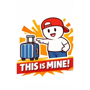 Funny "THIS IS MINE" Luggage Tag with Secure QR Code, Unique Cartoon Suitcase ID Label, Durable PVC Bag Tag for Air Travel & Vacation