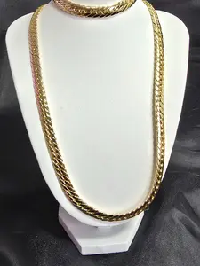 Gold Plated 14k Snake Style Necklace 19.5 inches & 8 inches Bracelet Set Ideal for Daily Wear Waterproof Jewelry