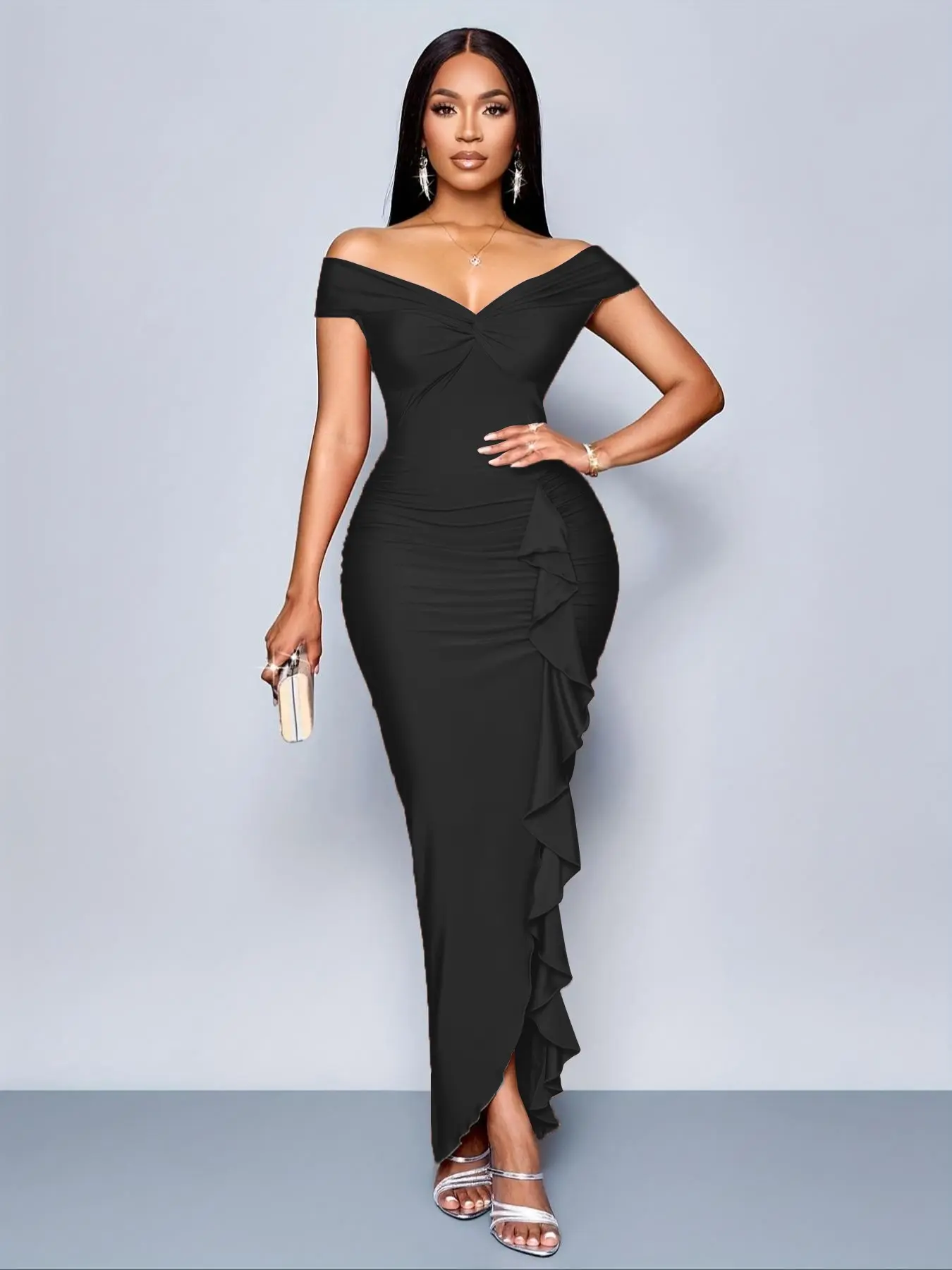 Ladies' formal evening dress, sexy and spicy, Ruched, with pleated details and high slit, one shoulder deep V-neck/cinched waist design/measured slit/asymmetrical hem, suitable for all seasons, weddings, birthday parties, Valentine's Day, dinners - Ladies' formal evening dress, sexy and spicy, Ruched, with pleated details and high slit, one shoulder deep V-neck/cinched waist design/measured slit/asymmetrical hem, suitable for all seasons, weddings, birthday parties, Valentine's Day, dinners -