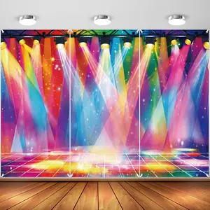 2D Flat Banner Door Cover with Vbs Religious Background, No Power Required, Jesus Color Neon Light for Church Community, Sunday School and Religious Events