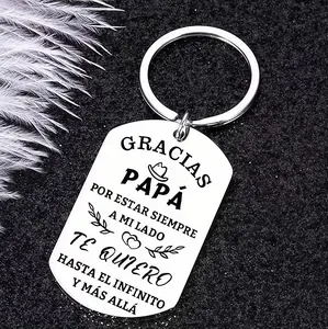 Dad Keychain Gift from Son or Daughter – Stainless Steel Engraved “Thank You Dad / Dog Dad” Keychain with Inspirational Message, Durable Father’s Day Gift for Dad symbolic design