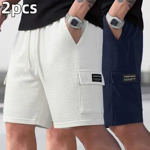 Men's shorts, 2-pack! Get two versatile colors for the price of one! This pair of shorts features a soft waffle texture, a relaxed fit, and deep side pockets that can hold all your essentials. Perfect for the beach, workouts, or relaxing at home.