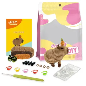 Beginner DIY Crochet Kit, Cute Capybara, Easy to Learn, Perfect for Doll Gifts, Stress Relief, Knitting Learning, Includes Video Tutorial