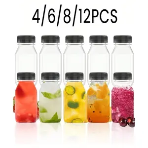 Reusable Plastic Juice Bottles with Lids, Refrigerator-Friendly Juicer Containers, Smoothie Bottles, Outdoor Camping Essentials