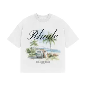 RHUDE Shirt, Worldwide Service Shirt V1, Summer Tee, Inspired Graphic Tee for Men & Women, Hype Unisex Graphic Tee for Streetwear Lovers