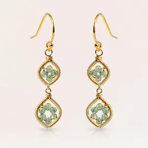 Gemstone Double Hoop Earrings