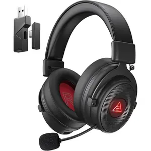 USB Gaming Headset for PC - Computer Headset with Detachable Noise Cancelling Mic, Surround‑Tuned Audio, 50MM Driver - Headphones with Microphone for PS4/PS5, Xbox One, Laptop, Office (Wireless)