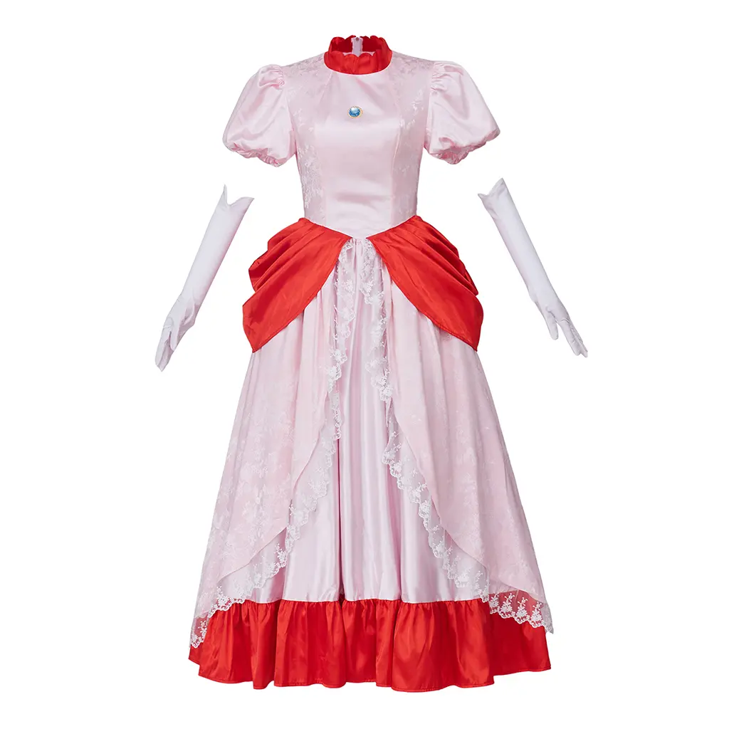 white elegant fairy tale dress Fairytale Classic Flower Floral Pattern White Cream Pink Dress S main image 1