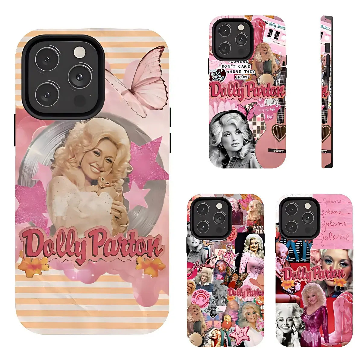 Dolly Parton Phone Case, Pink Retro Collage Cover, Shockproof Protective Case Custom Fit for iPhone 17, 16, 15, 14, 13, 12, 11 Pro Max Plus, luxury protect Retro Pink Core Dolly Vibe Anti-Shock Hard Cover