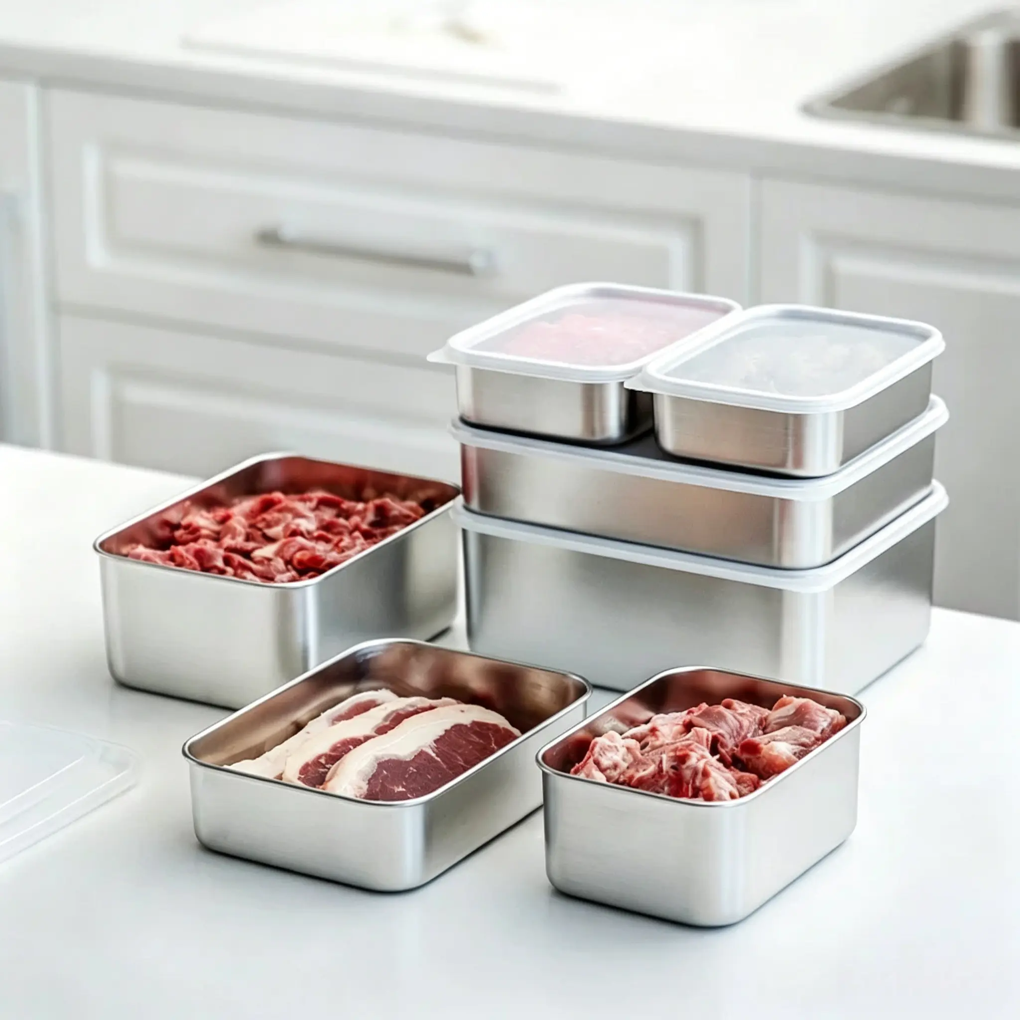 STWWO Stainless Steel Food Storage Containers, Airtight Rust-Proof Jars with Sealed Lids, Stackable Multi-Size Canisters for Flour, Sugar, Coffee, Durable Pantry Organizer for Dry Food, Food Storage Container