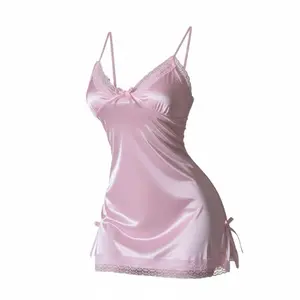 Women's lace nightgown and panty set, sexy lingerie ideal for romantic dates and special occasions. Womenswear Elegance Minimalist Basic Style Loungewear Nightwear Sleeveless