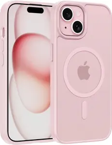 iPhone 15 Case: for iPhone 14 Case & iPhone 13 Case [Compatible with Magsafe] Translucent Matte Magnetic Phone Cover - Military Grade Drop Protection Shockproof Protective Cases - Pink