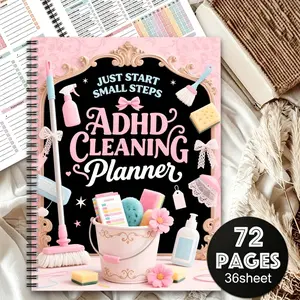 ADHD Cleaning Planner (Spiral Bound), Color-Coded Cleaning Schedule, Daily/Weekly/Monthly Chore Checklist & Productivity Planner and Cleaning Log for Home, Office, Housewives & Moms, Task Management Essential for Busy Families, Household Cleaning Planner