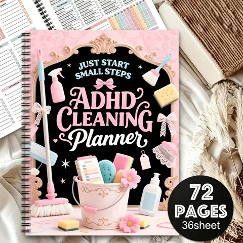 ADHD Cleaning Planner (Spiral Bound), Color-Coded Cleaning Schedule, Daily/Weekly/Monthly Chore Checklist & Productivity Planner and Cleaning Log for Home, Office, Housewives & Moms, Task Management Essential for Busy Families, Household Cleaning Planner