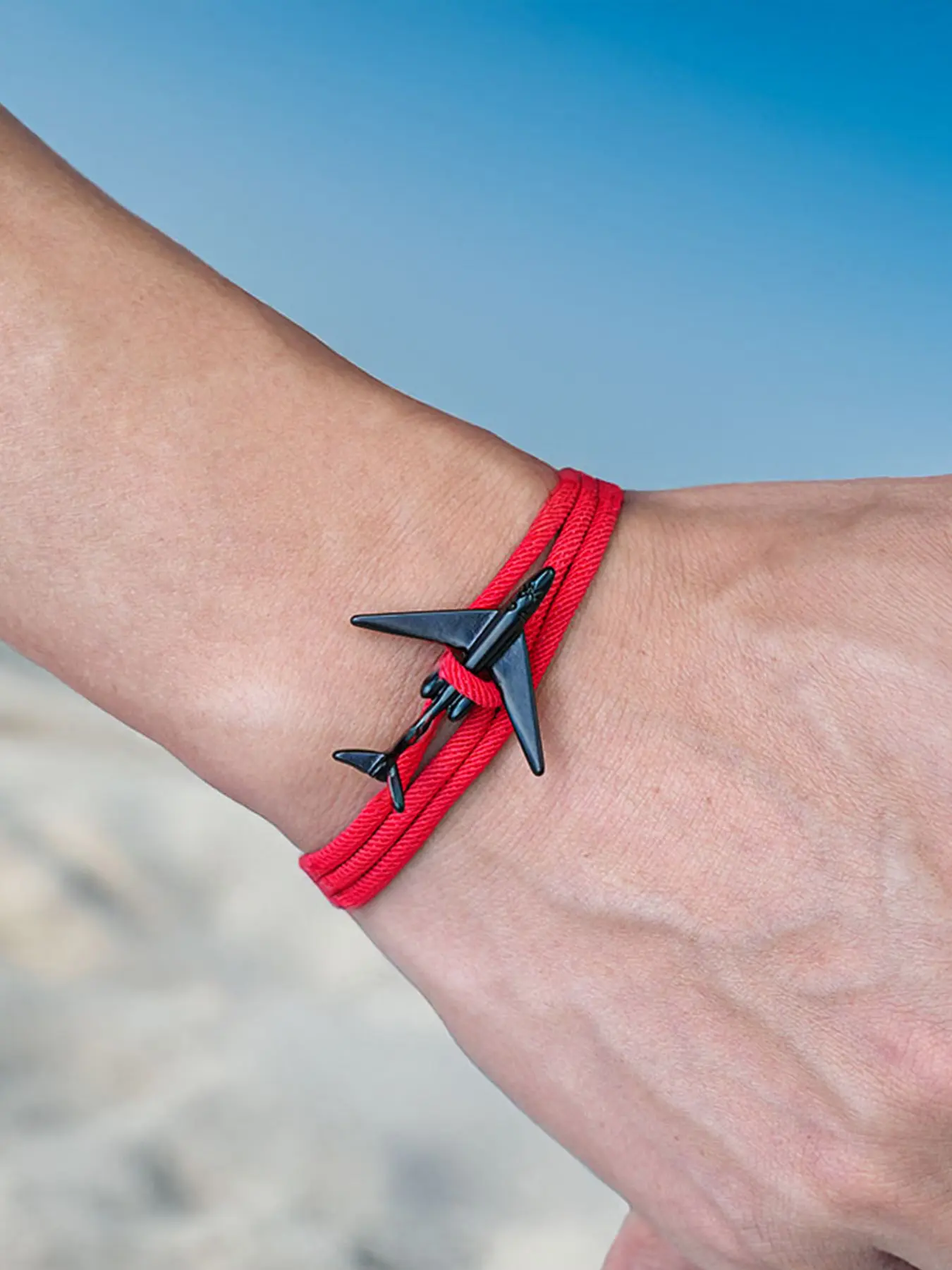 Men's Simple Hook Rope Bracelet, Adjustable Pilot Aviation Gift, Handmade Wristband Jewelry, Casual Fashion Accessory, Minimalist Bracelet, Black Bracelet