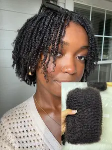 Natural Human Hair Bulk, Afro Curl 50g, Fluffy Afro Kinky, Perfect for Micro Braiding mini twists  Festivals, High-Quality human hair