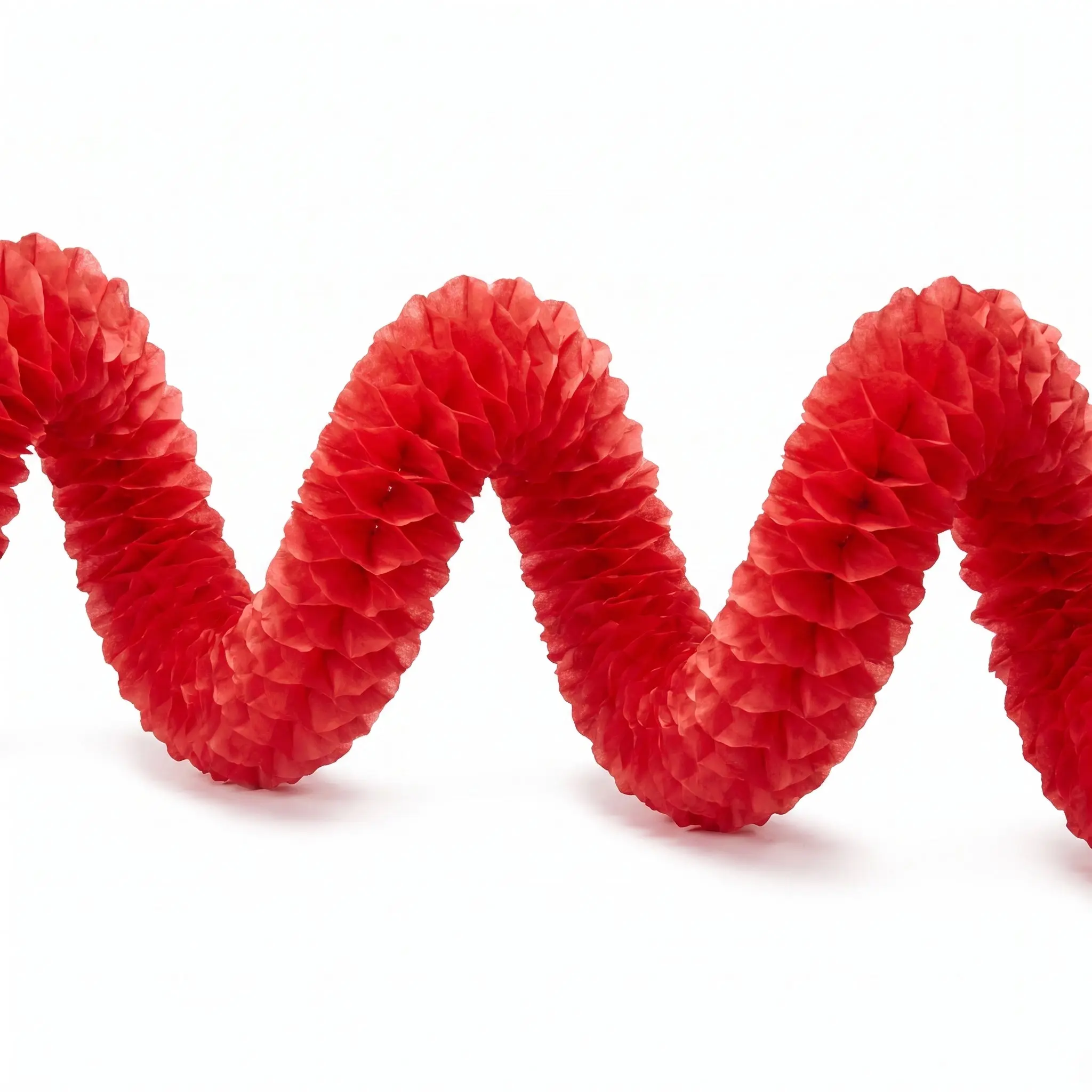 Vibrant Red Tissue Paper Garland - 12 ft