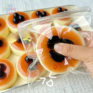 Dual-Color Caramel Pudding Squishy Toy, Blueberry Soufflé Squeeze Fidget, Cute Food Simulation Slow Rebound Toy, Aesthetic Stress Relief Tool for Daily Relaxation and Cute Gift