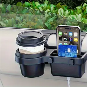 Car Door Side Storage Box - 1PC Multifunctional Hanging Storage Box with Cup Holder, Phone Slot, and Card Pocket - Durable Plastic Car Accessory, Suitable for Most Car Models, Simple Design, Practical Structure, Essential for Road Trips