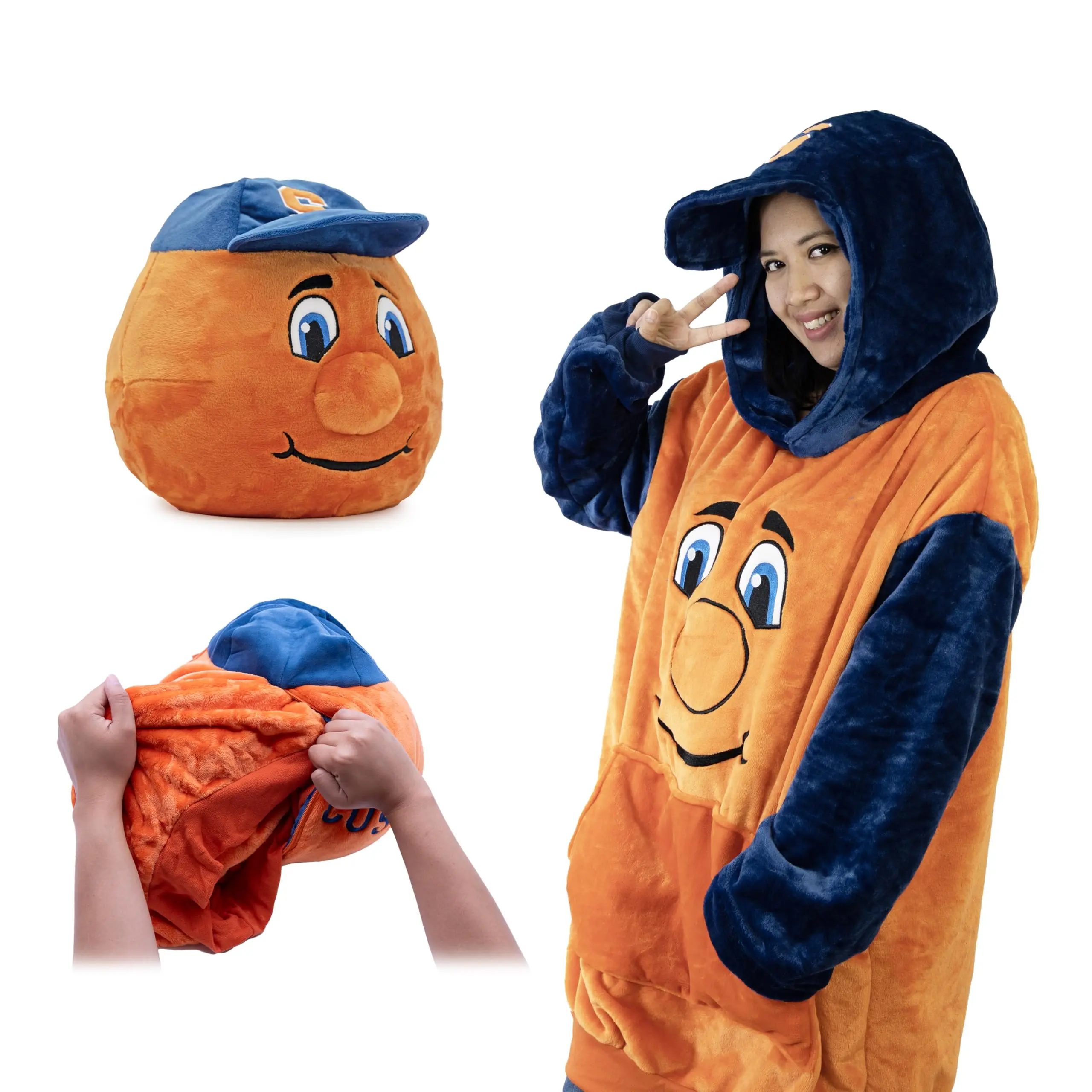 Plushible Syracuse University Wearable Blanket Hoodie, Cozy Otto the Orange Sweatshirt, 2-in-1 Oversized with Pocket, Holiday Gift