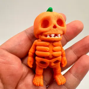 Halloween Decor - 3D Printed Skeleton Pumpkin Mini Spooky Ornaments for Home Decoration with Intricate Details and Durable Materials