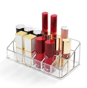 Lipstick Holder 18 Spaces Lipgloss Organizer, 3 Rows - Multi Level, Makeup Holder & Cosmetics Storage Display Plastic Transparent Gift Boxes Decor