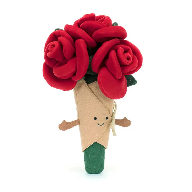 Jellycat Amuseables Rose Bouquet Plush Toy, Soft Red Rose Flower Bouquet for Valentine’s Day, Anniversary, Birthday Gifts & Home Decor