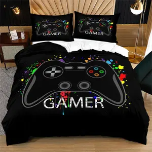 Kids Boys Game Controller Bedding Set, Includes Duvet Cover & Pillowcases, Perfect Gift for Gamers, Fun Design for Room Decor, Bedding Supplies for Home Bedroom Hotel, Soft for All Seasons, Soft Breathable Bedding